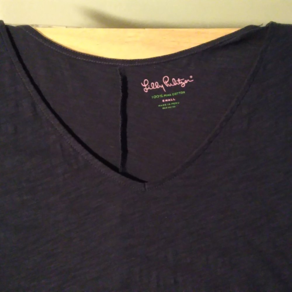 Lilly Pulitzer T Shirt Dress Navy Blue Scoop Neck Size Small